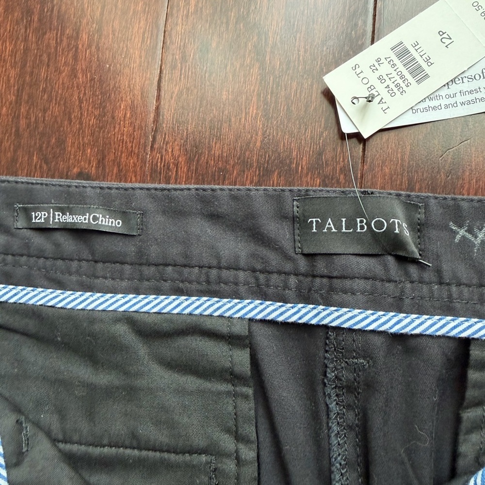 Talbots NWT Women’s Slacks Pants Size 12P Chino Relaxed Ankle Length Black Work - Picture 4 of 9